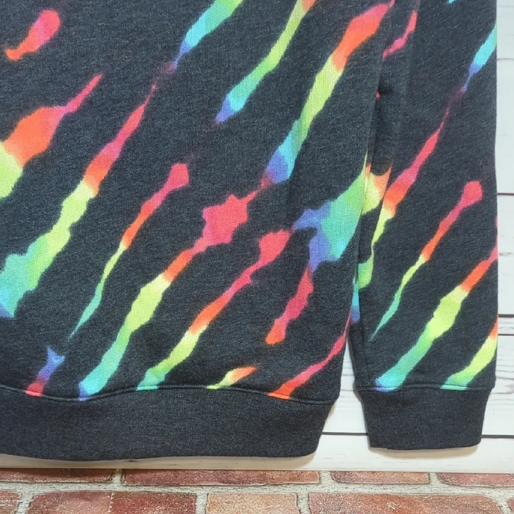 Victoria's Secret Pink Sweatshirt Zebra Rainbow Sherpa Cowl Neck Pullover Medium
